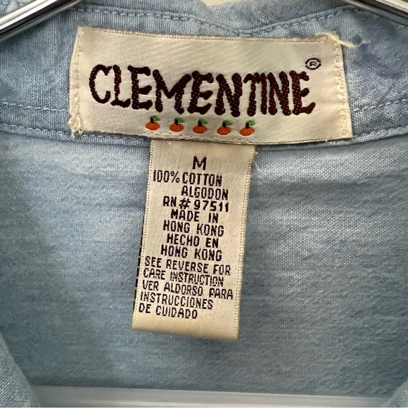 Clementine Vintage Woman’s Blue Jean Button Down Shirt Size Medium - Picture 4 of 5